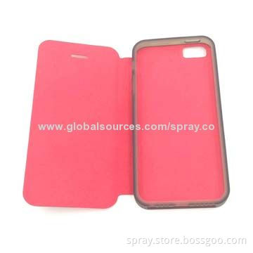 Ultra-slim PU Case for iPhone 5S, PC + TPU Frame Hot Sealing Technology